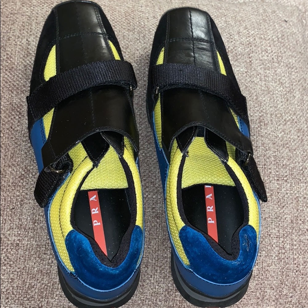 Authentic Prada leather, Suede & Mesh Sneakers